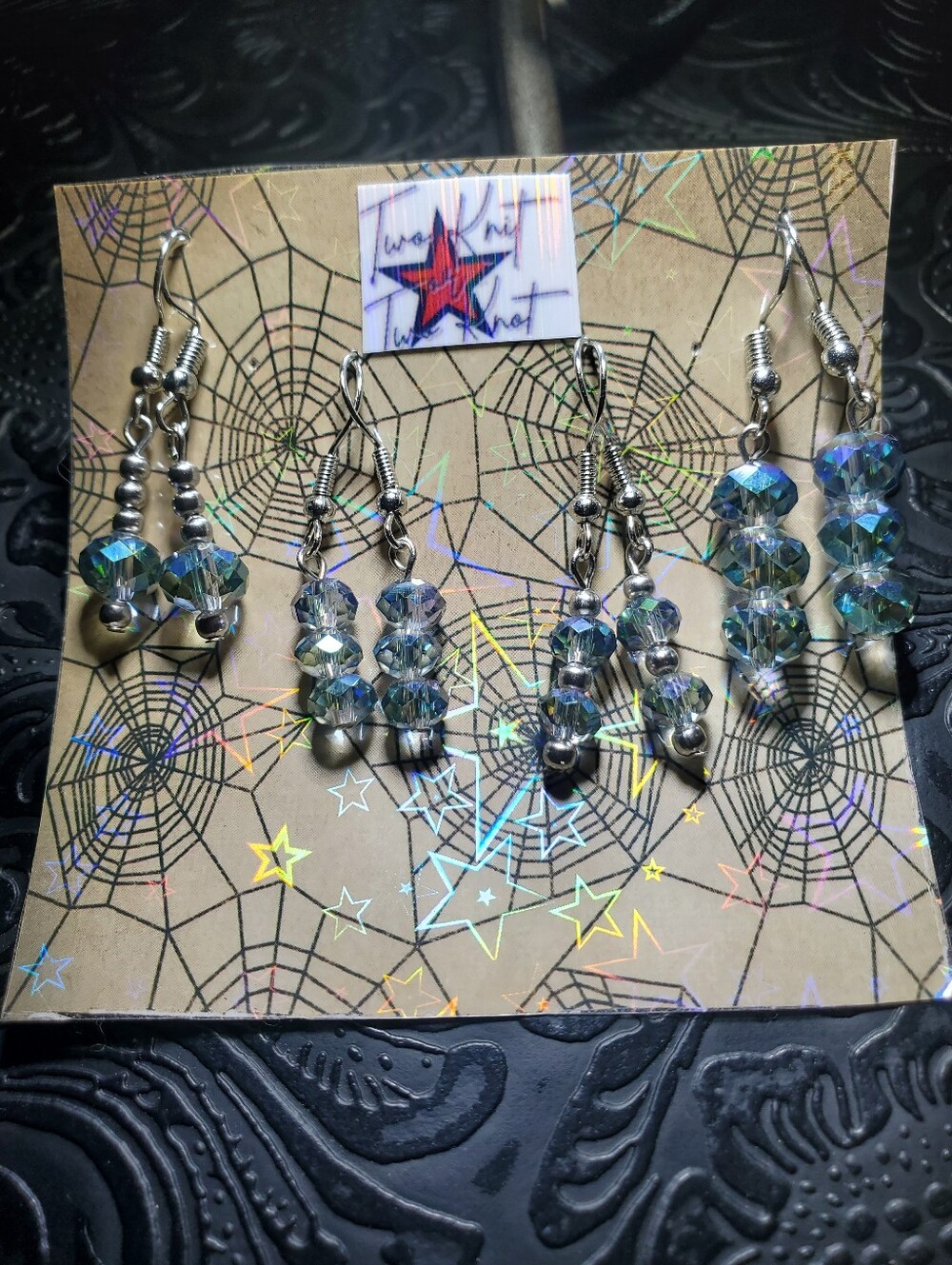 4 Pack - Peacock Aqua Earrings Fairy Rondelle Faceted Dangle Iridescents Jewelry